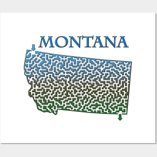 State of Montana Colorful Maze Posters and Art